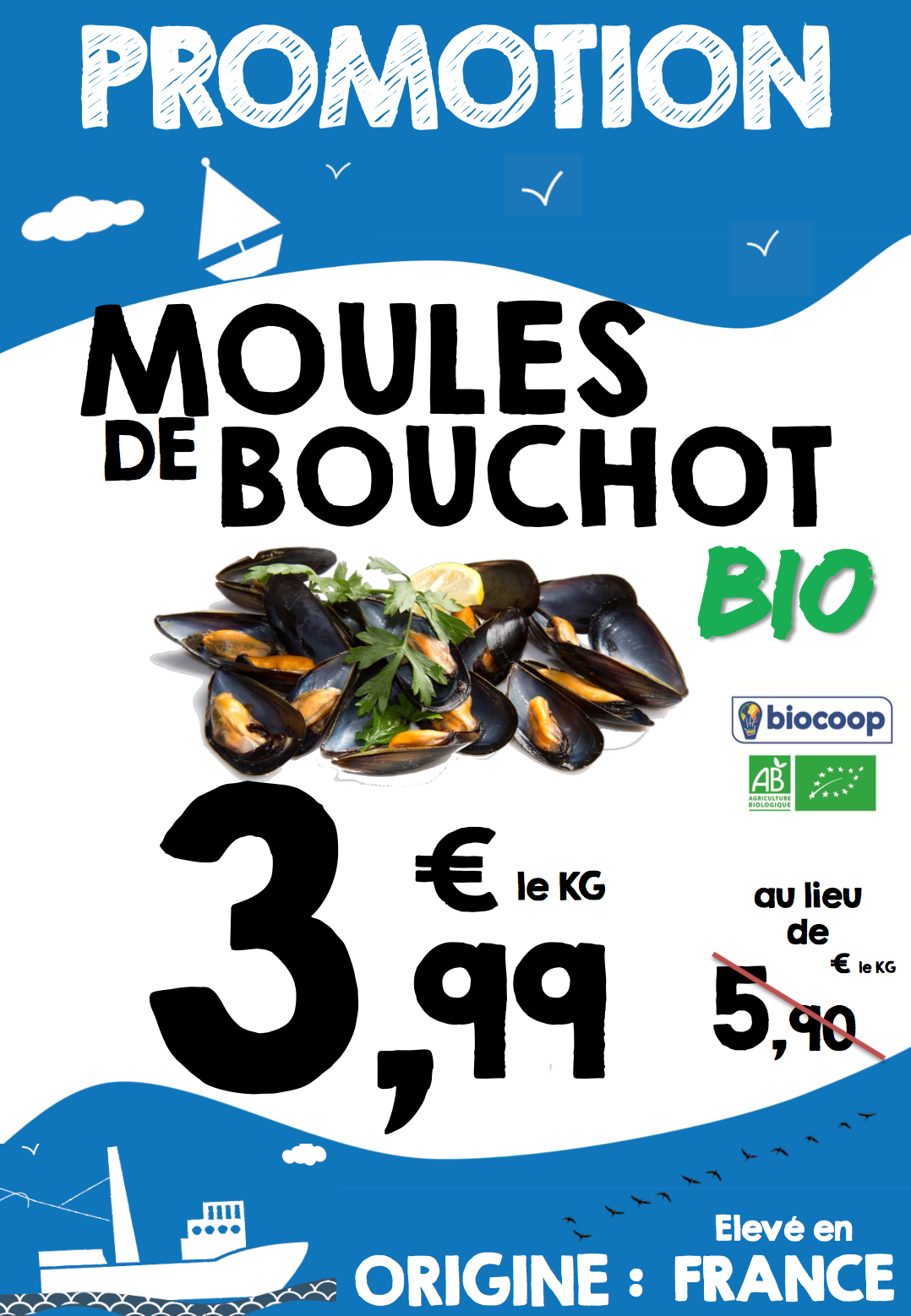 Promotion moules de bouchot du 27/09 au 07/10